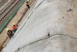 山西晋城铁路护坡项目---水泥毯案例